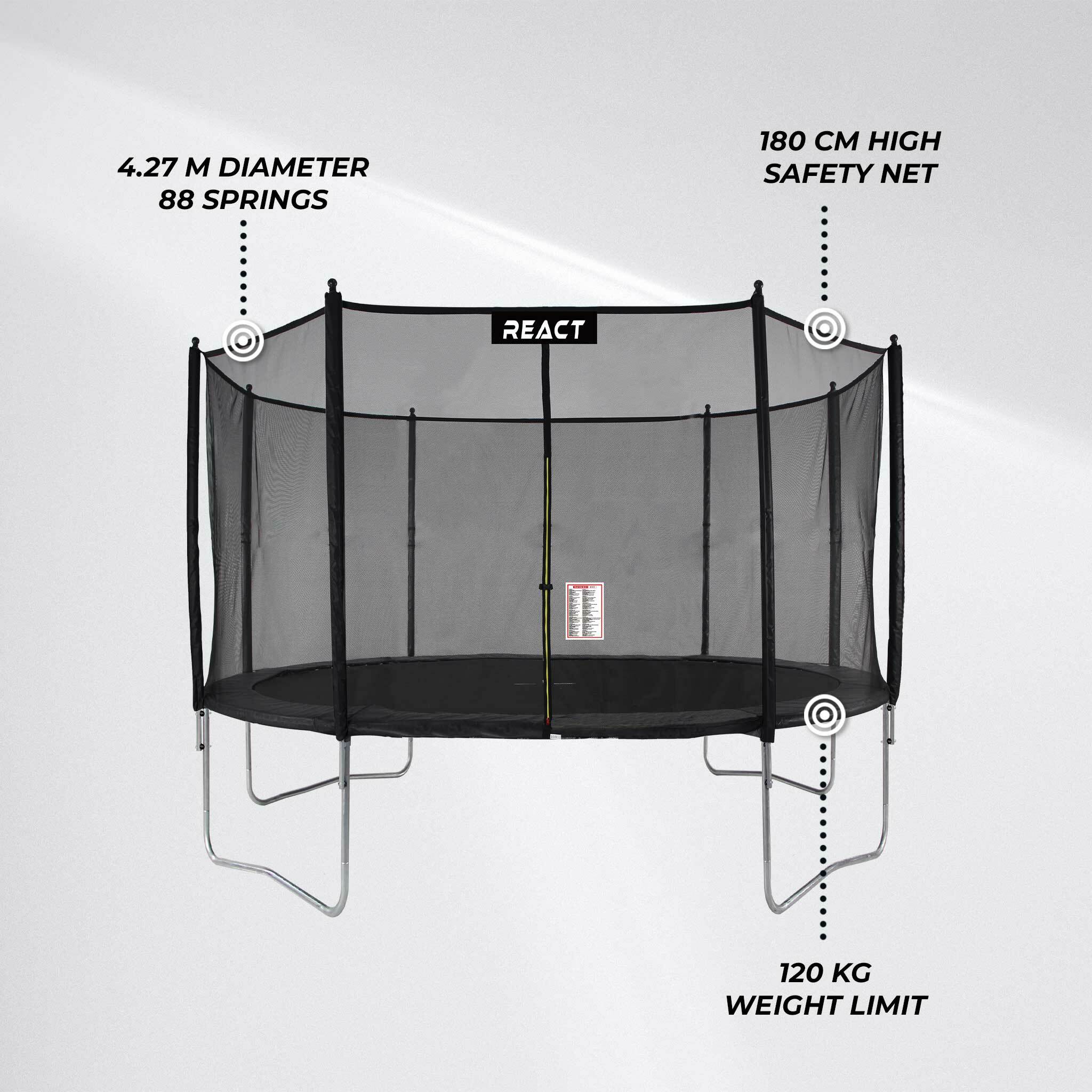 Trampolino React 427cm con rete di sicurezza