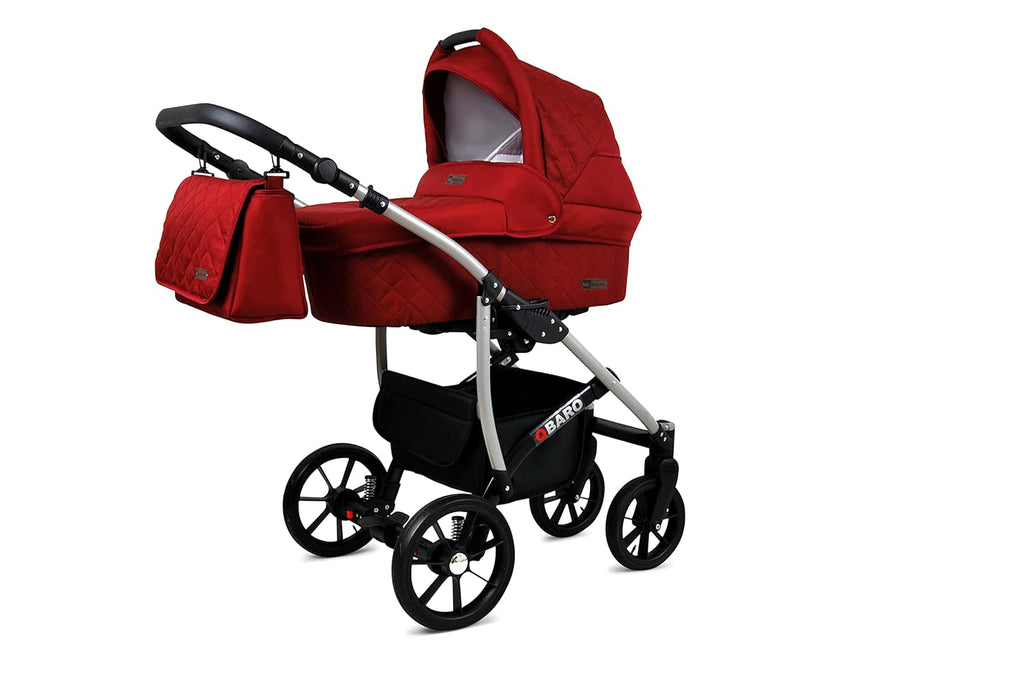 BabyLux® Bambimo Kinderwagen Set 3 in 1 - Qbaro - incl. Babywanne, Buggy Sportsitz, Auto-Babyschale - Autositz - Kinderwagenset - Kombikinderwagen mit Wickeltasche, Regenschutz usw.