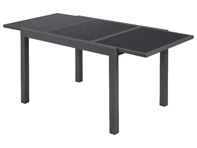 Set in alluminio »Houston«, 9 pezzi - Tavolo allungabile e 8 sedie schienale alto, grigio