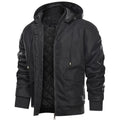 Giacca in pelle da uomo con cappuccio