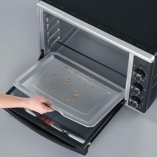 SEVERIN Forno e Tostapane con funzione ventilata, Mini Forno con griglia, teglia da forno, spiedo rotante e pietra per pizza, forno ventilato versatile con capacità di 42 L, 1.800 W, nero, TO 2058