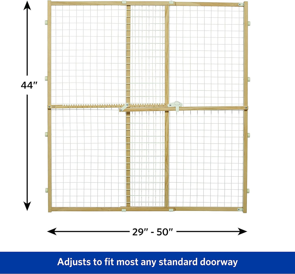 MidWest Homes for Pets Barriera/Cancelletto di Sicurezza per Animali Domestici, Modello 2944WWM-2, Altezza 112 cm, Estensibile da 74 a 127 cm di Larghezza, Grande, in Legno
