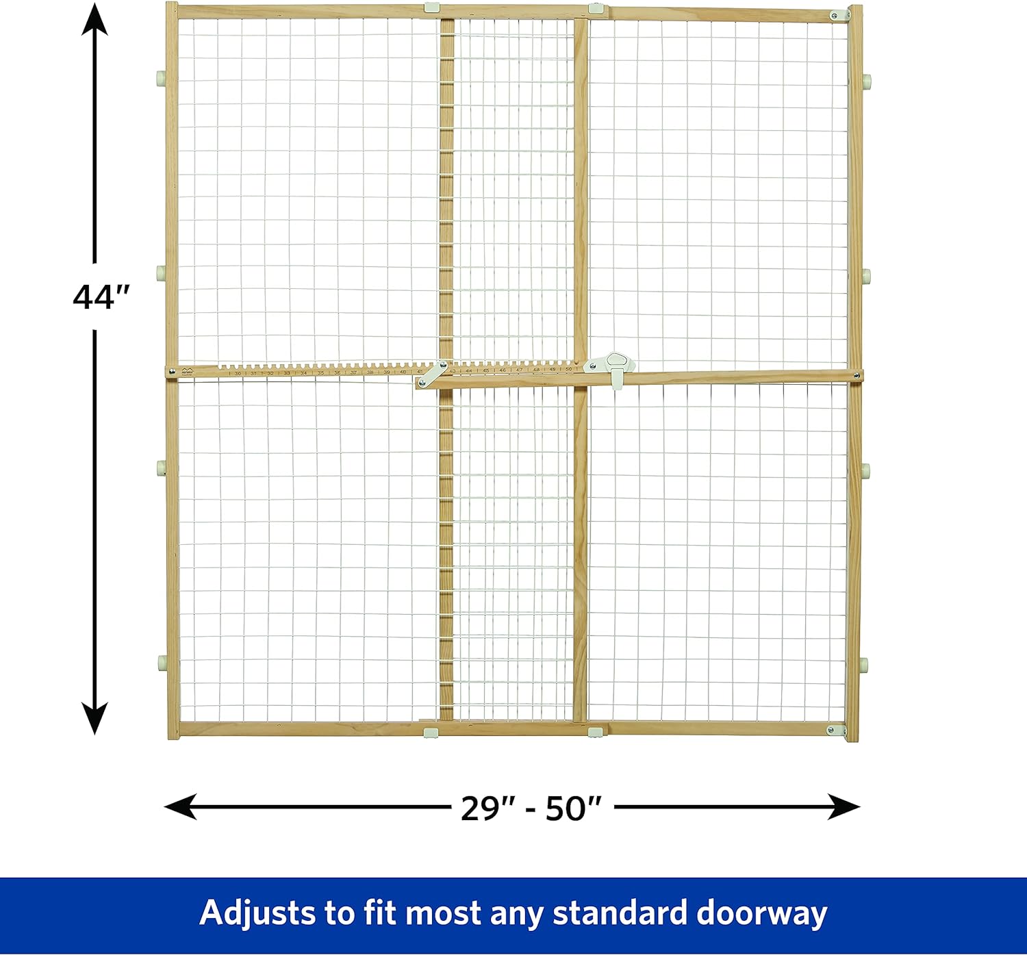 MidWest Homes for Pets Barriera/Cancelletto di Sicurezza per Animali Domestici, Modello 2944WWM-2, Altezza 112 cm, Estensibile da 74 a 127 cm di Larghezza, Grande, in Legno