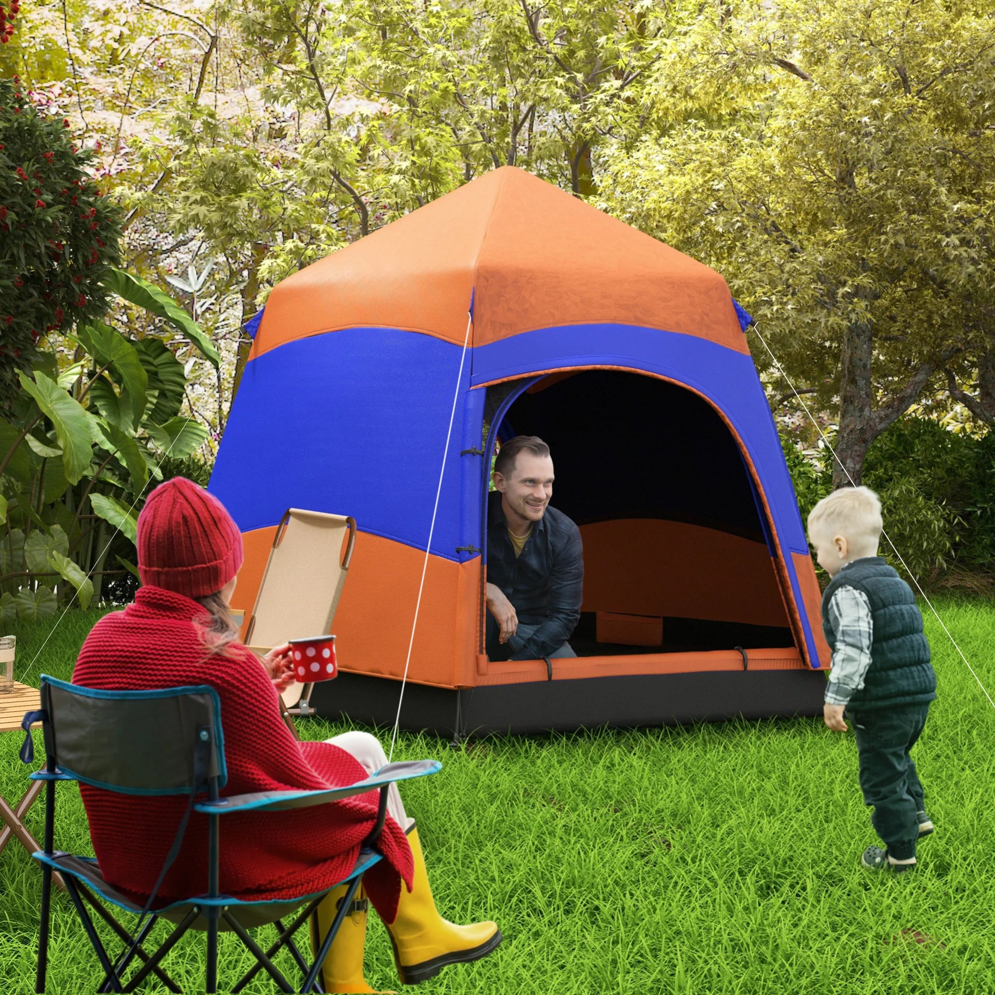 Outsunny Tenda da campeggio pop-up 4-6 persone a doppia parete per esterni