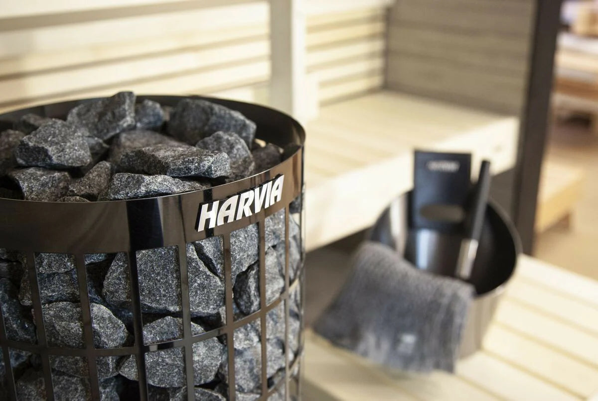 Harvia Stufa per sauna elettrica Cilindro Xenio PC70XE Acciaio Nero, 7kW, 6-10m, comando separato