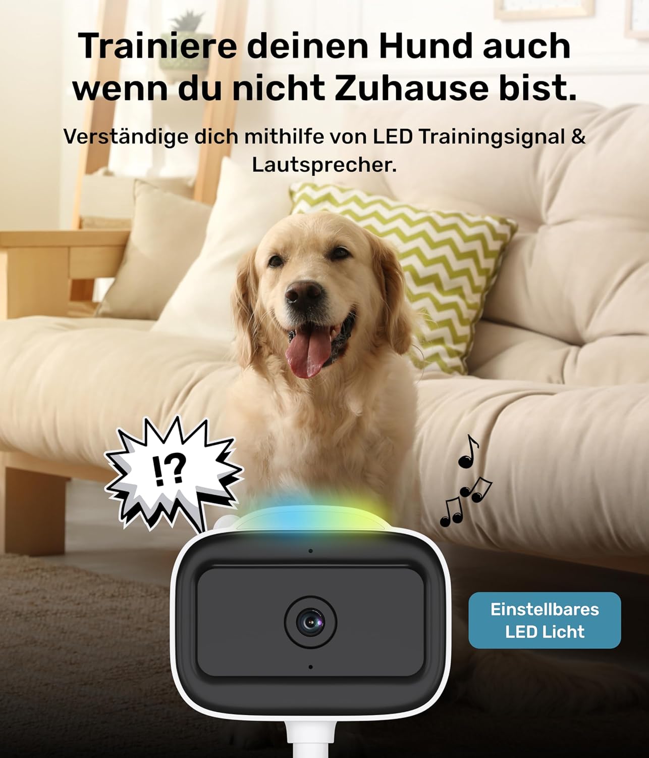 PetTec Videocamera per animali domestici a 360° e distributore automatico di cibo con espulsione di crocchette - tramite App e pulsante multifunzione - Rilevamento dei latrati - Funzione visione notturna 3MP - Telecamera per cani e gatti