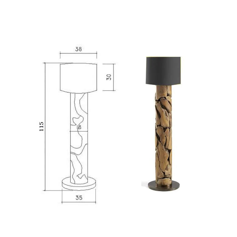 Treibholz Stehlampe XILON black | Hhen: 115 cm & 145 cm