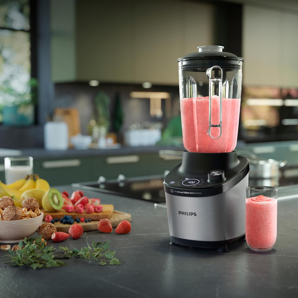 Philips Frullatore 7000 Series - 1500 Watt, 2 Litri, Tecnologia ProBlend Ultra, Programmi di Selezione Rapida, Ricette HomeID, Funzione Quick Clean, 2 Bicchieri in Tritan (HR3760/10)