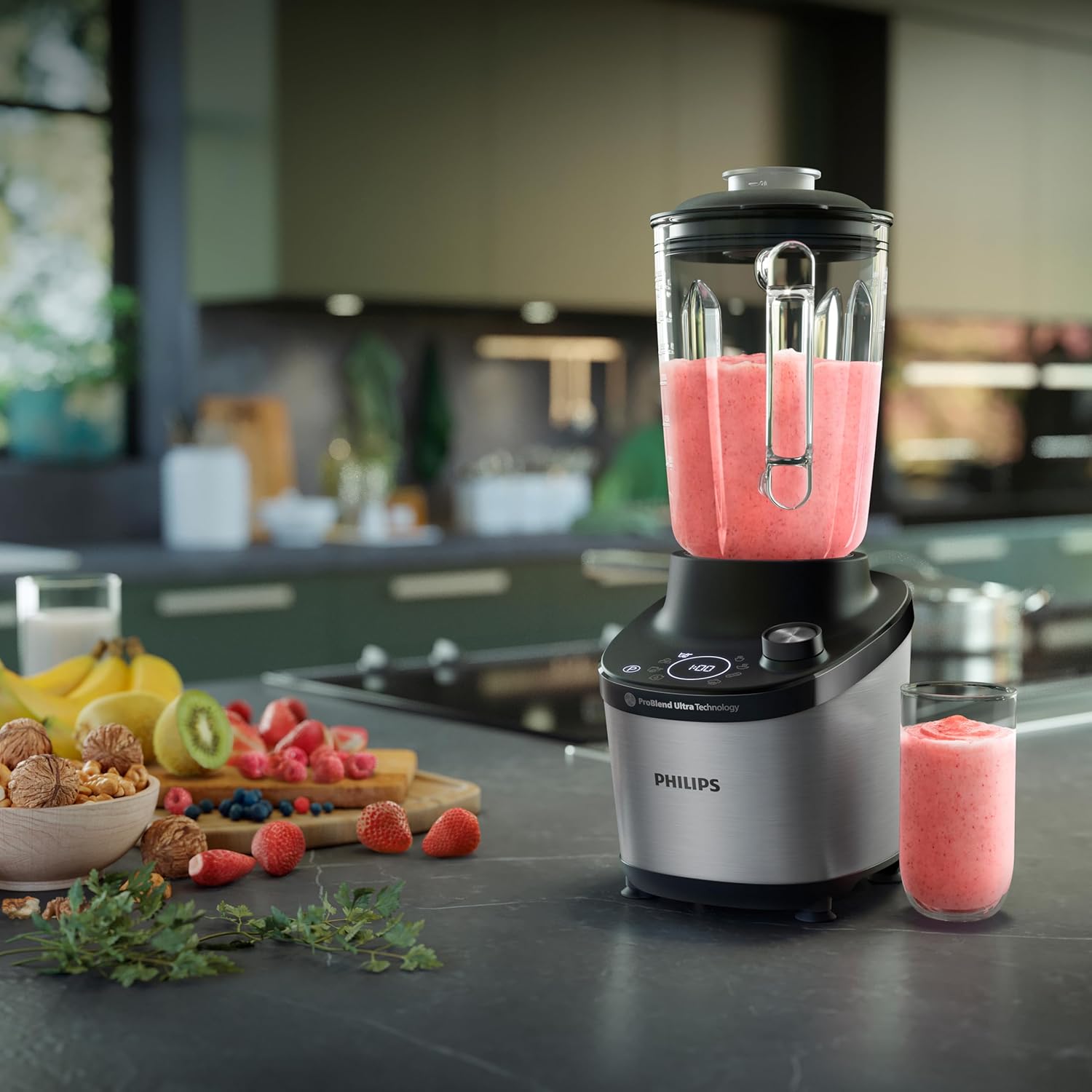 Philips Frullatore 7000 Series - 1500 Watt, 2 Litri, Tecnologia ProBlend Ultra, Programmi di Selezione Rapida, Ricette HomeID, Funzione Quick Clean, 2 Bicchieri in Tritan (HR3760/10)