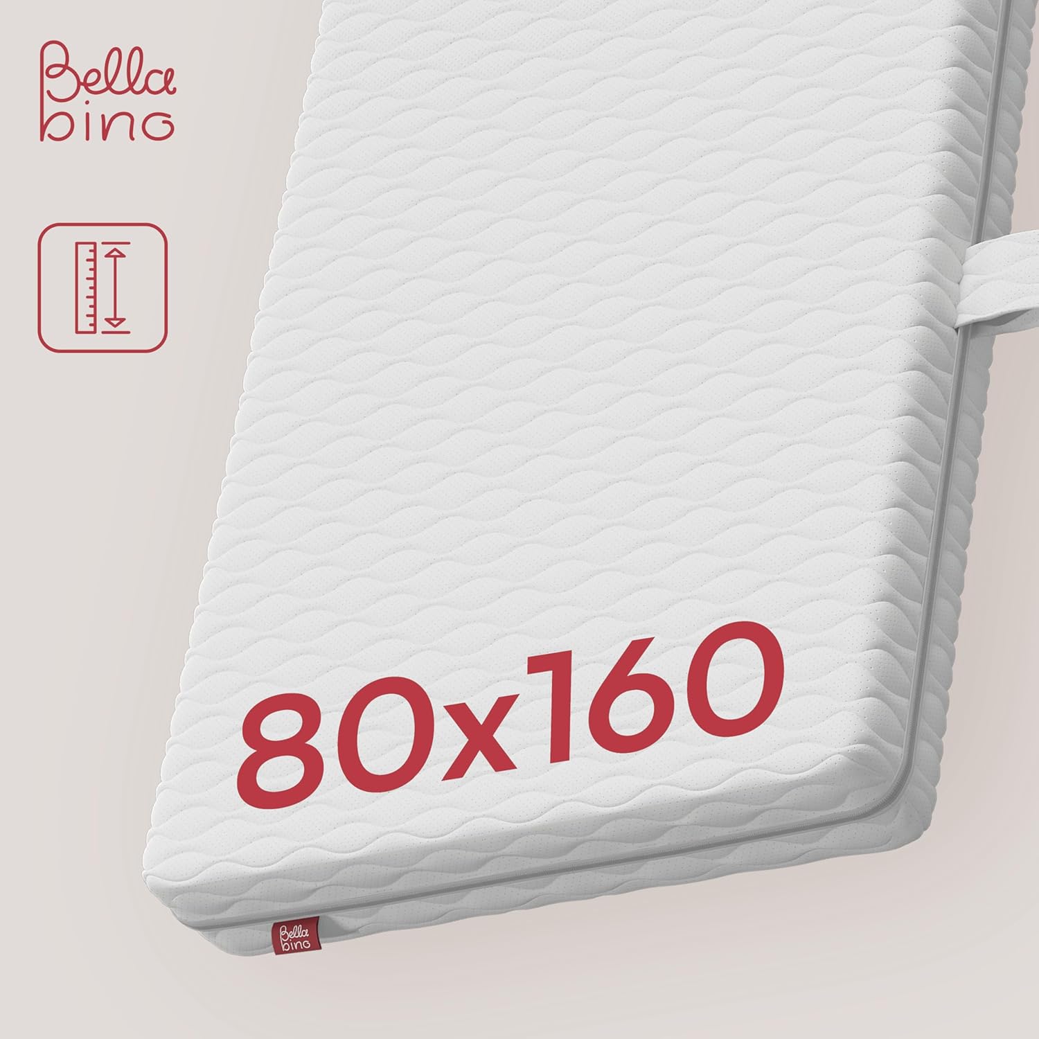 Bellabino Lettino per bambini Bia 140x200 cm, letto a capanna per bambini con protezione anticaduta e rete a doghe arrotolabile, letto a terra Montessori bianco in legno massello di pino