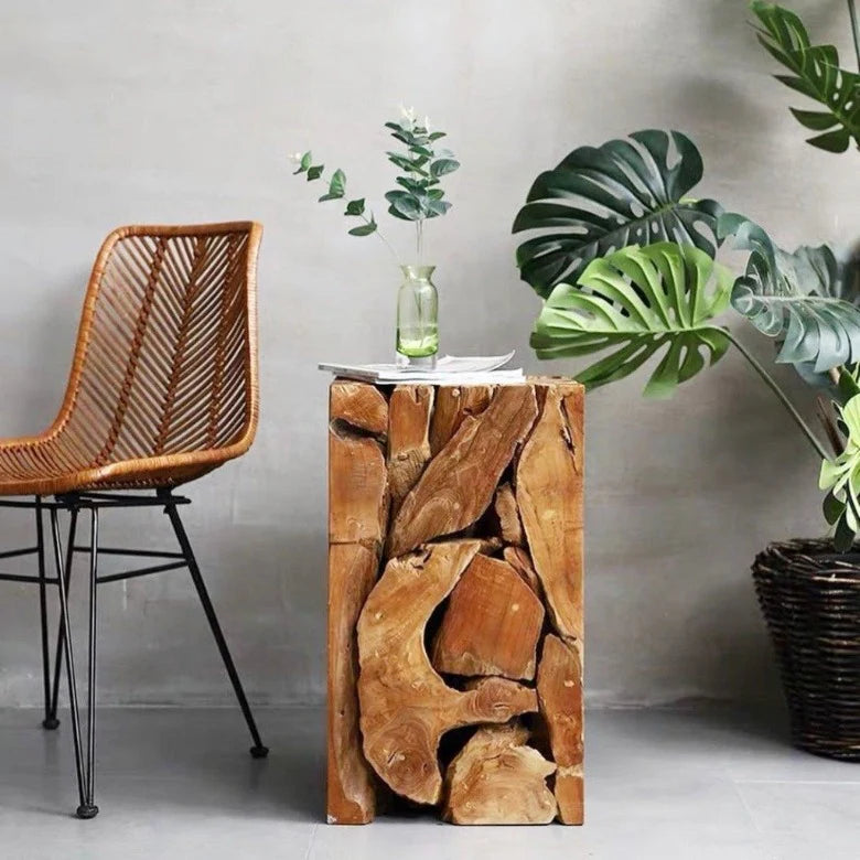 Teak Holz Sule XILON quadratisch