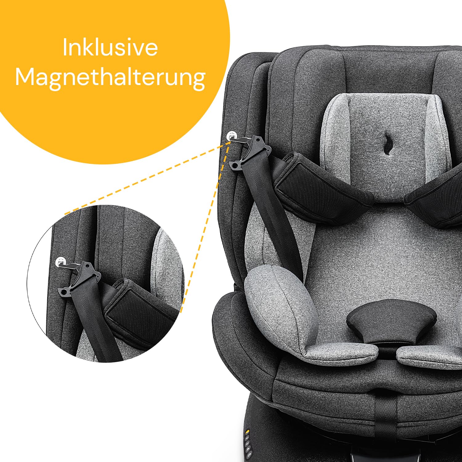 Osann Eno360 i-Size, seggiolino auto girevole 40-150 cm, reboarder con Isofix, seggiolino auto per bambini – All Black