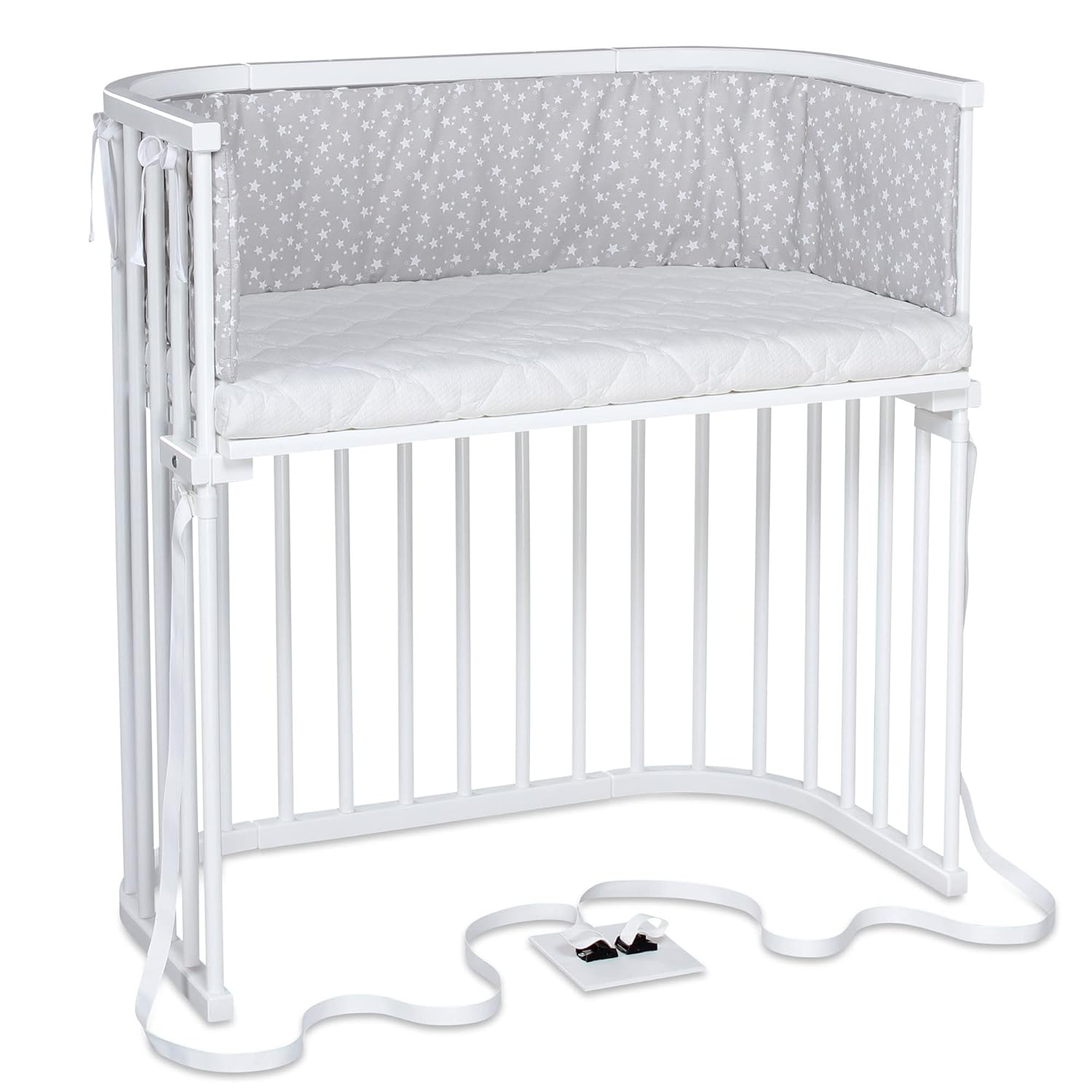 babybay Original Lettino da affiancare in massello di faggio / compatto e trasformabile / Altezza regolabile senza livelli preimpostati ed ecologico / Lettino evolutivo (laccato bianco) / Materasso incluso