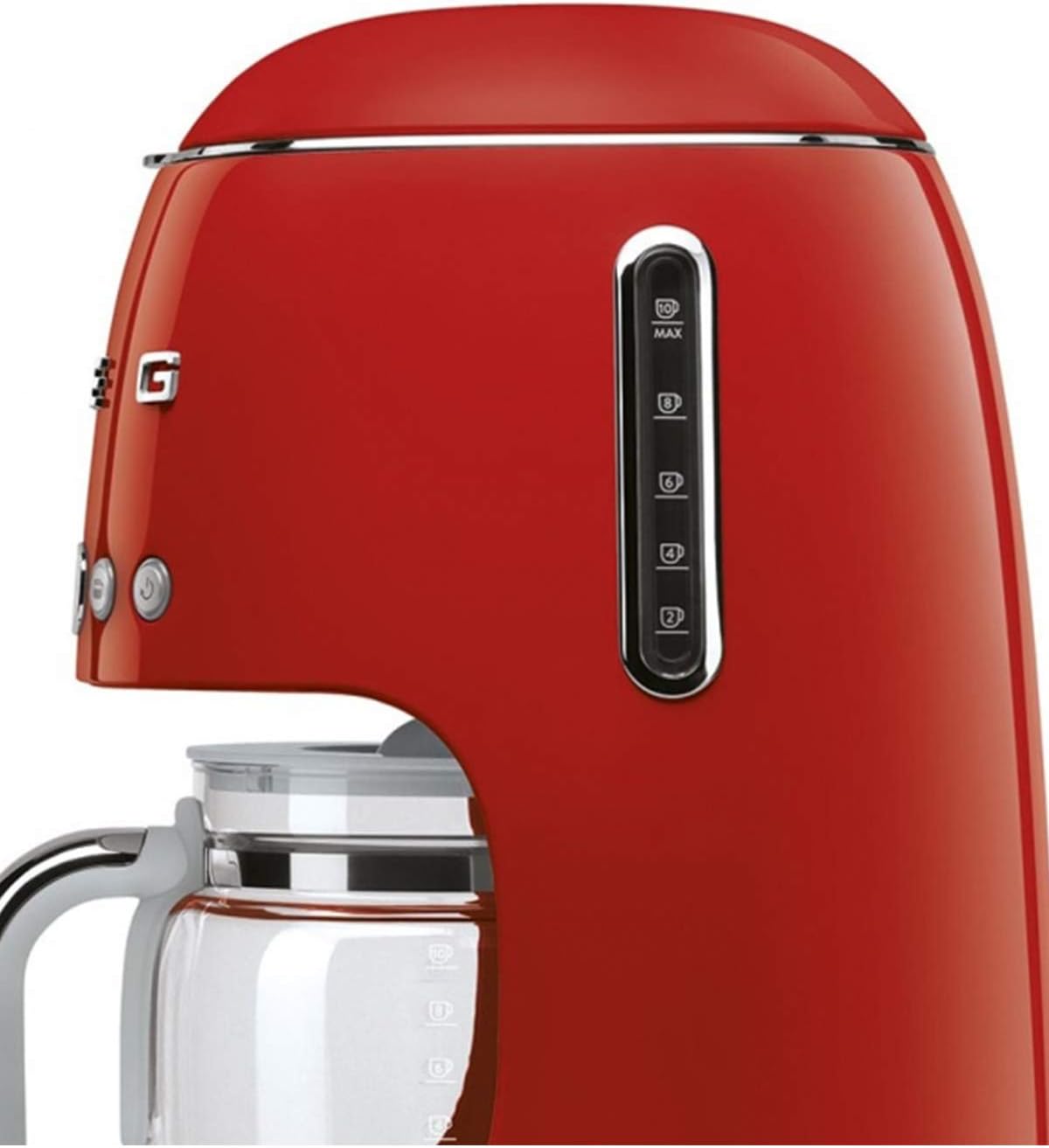 Smeg, DCF02BLMEU, Macchina da caffè con filtro, Funzione aroma e avvio automatico, Caraffa in vetro fino a 12 tazze, 2 livelli di intensità, Funzione di mantenimento del calore, 1050W, Nero opaco