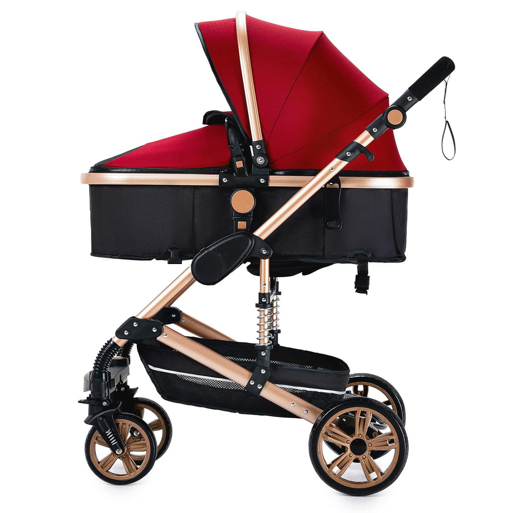 Sianldcone Passeggino 3 in 1, Set Passeggino con Tessuti di Alta Qualità, Sistemi di Viaggio con Spinta Reversibile, Passeggino Combinato a Vista Aperta Set Completo 3 in 1 (V9 Cachi)