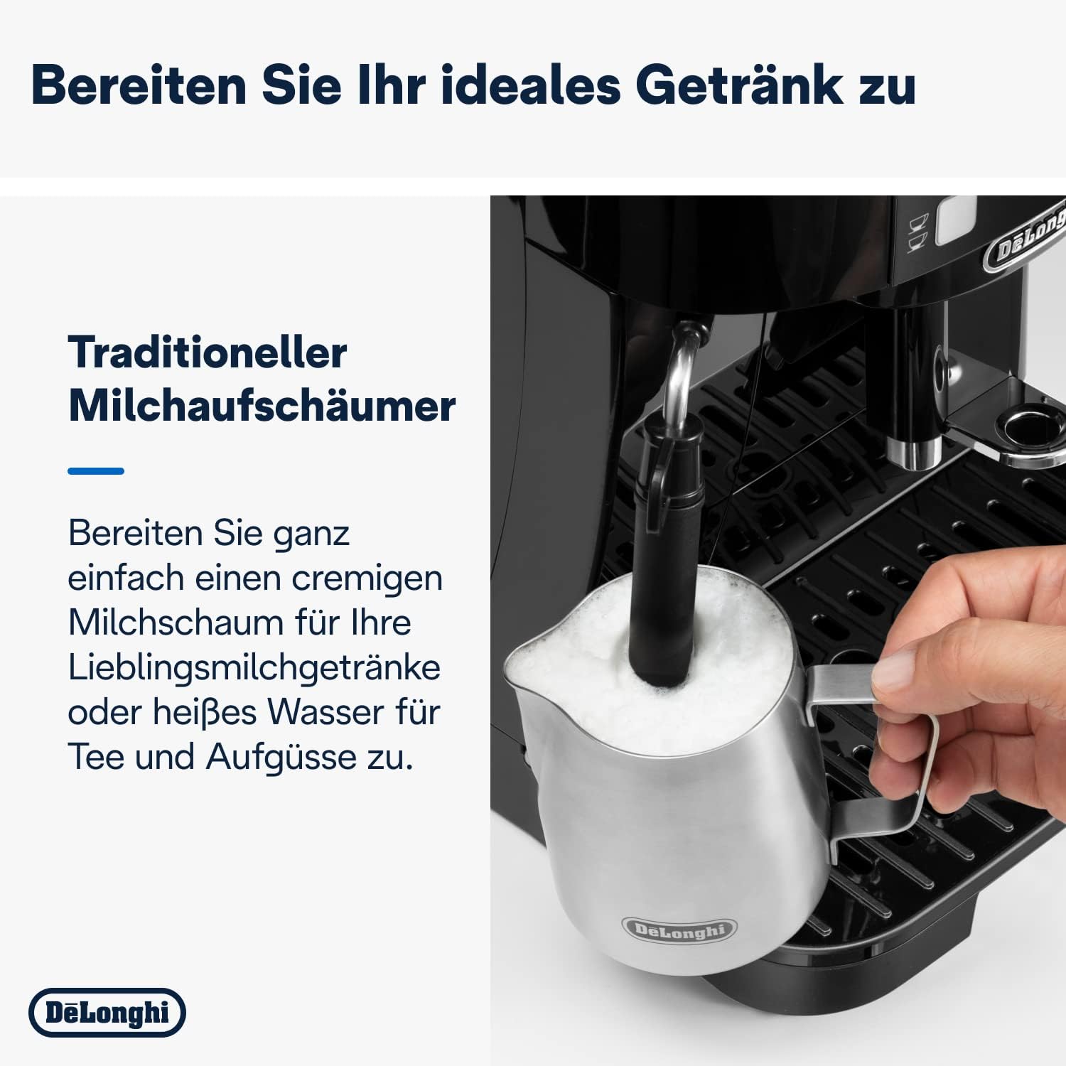 De'Longhi Magnifica S ECAM11.112.B, Macchina da Caffè Automatica con Lancia a Vapore per Cappuccino, Tasti di Selezione Diretta per Espresso e Manopola, Funzione 2 Tazze, Nero
