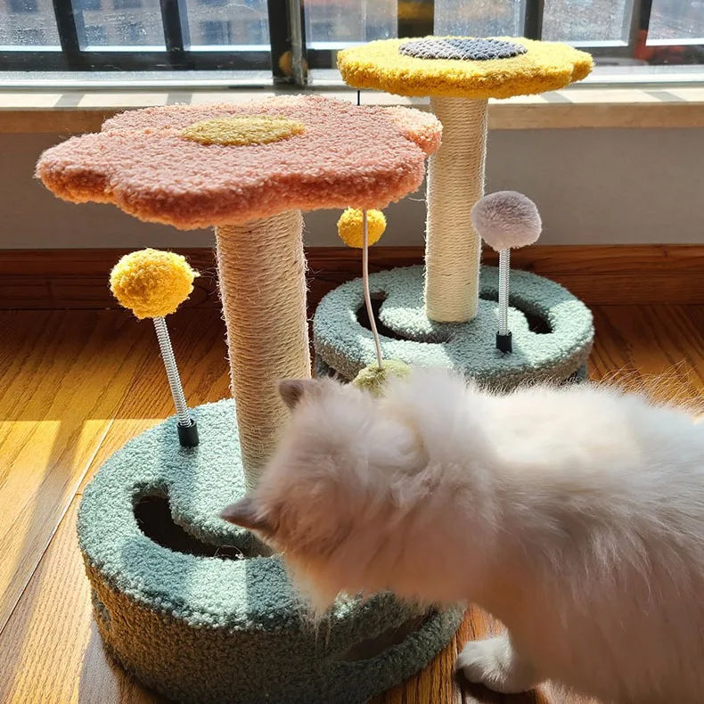 Eleganter Katzen-Kratzbaum im Blumen-Design – Ideal für kleine Rume