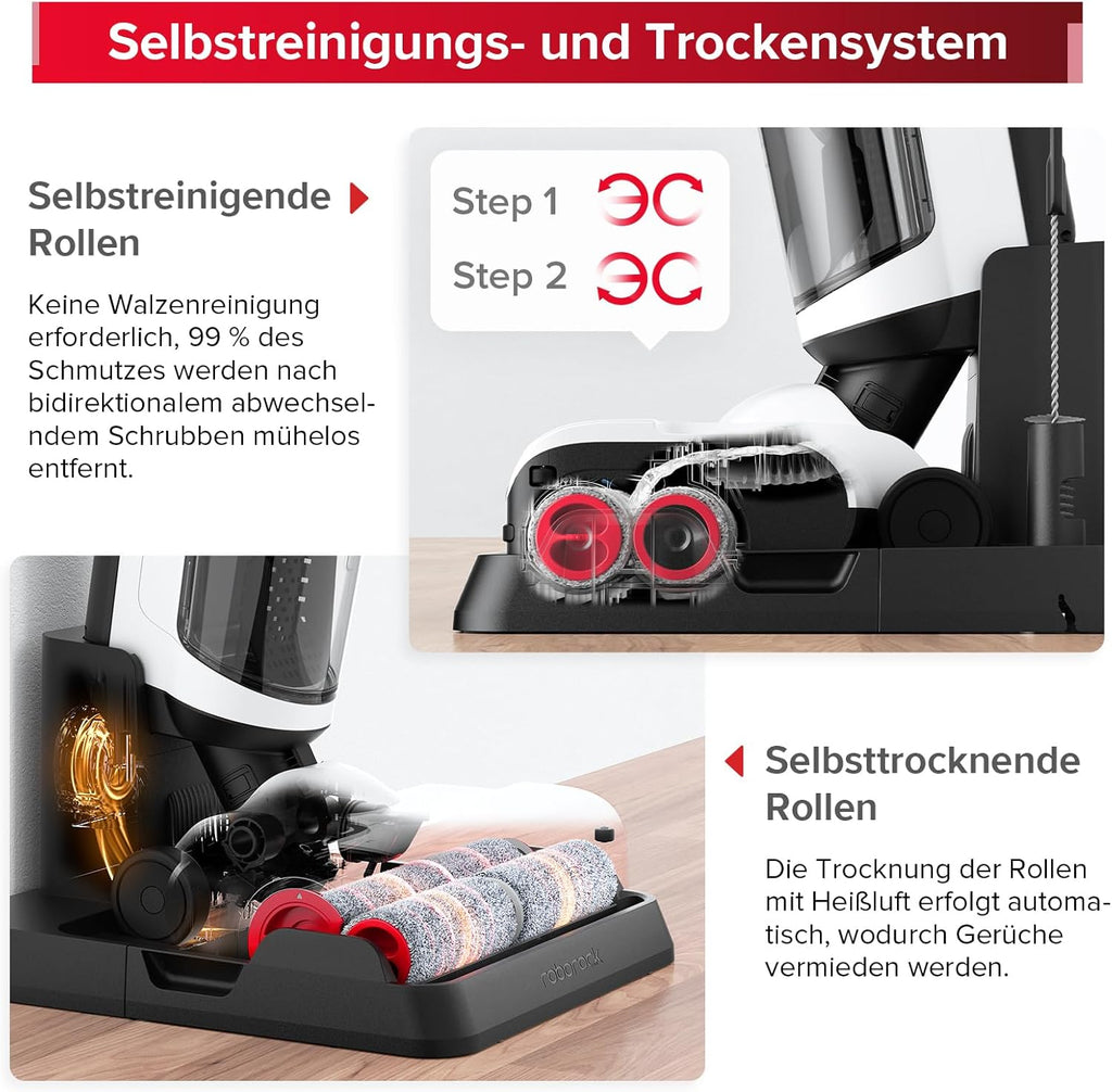 roborock Dyad Pro Aspirapolvere Lavapavimenti senza fili, 17000Pa, asciugatura automatica e autopulente, controllo tramite APP, doppio serbatoio dell'acqua per pavimenti duri