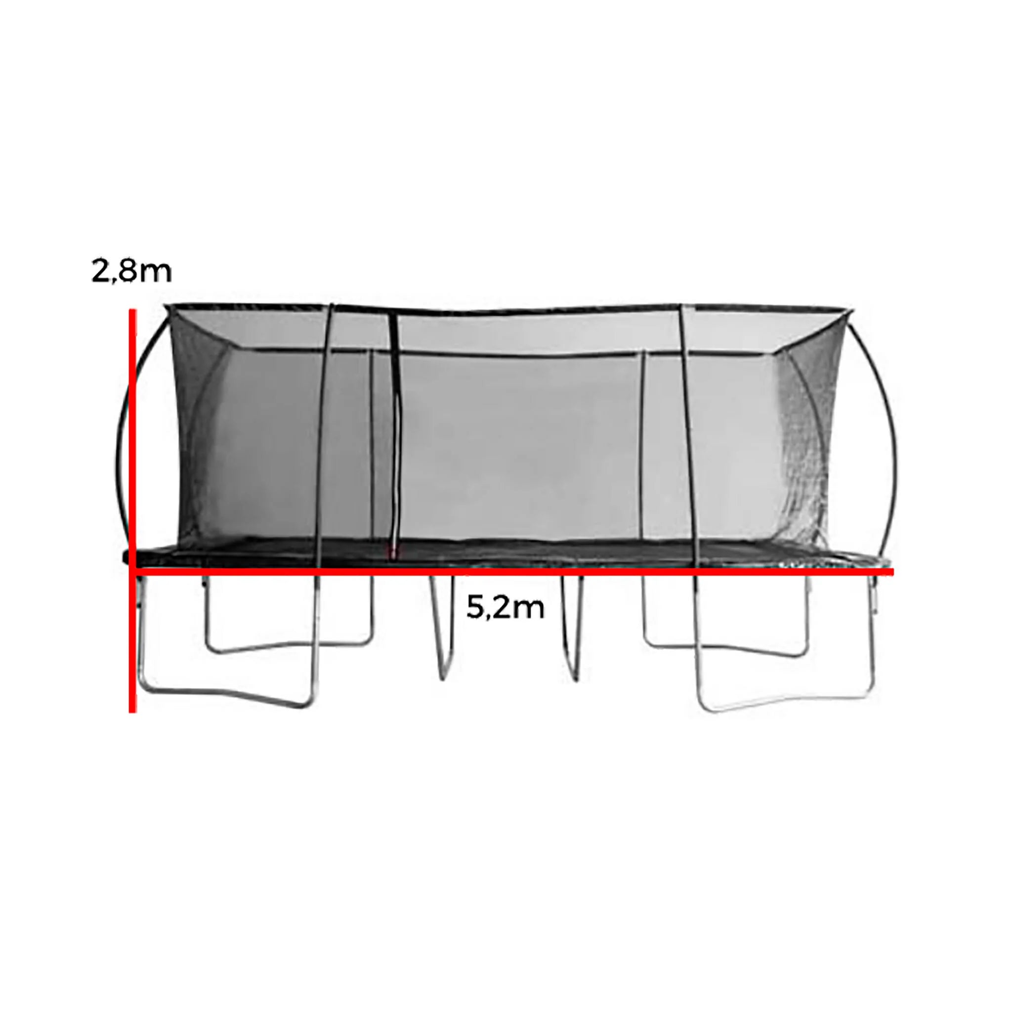 Gymsport Trampolino Rettangolare Advance, 5,2x3m, nero