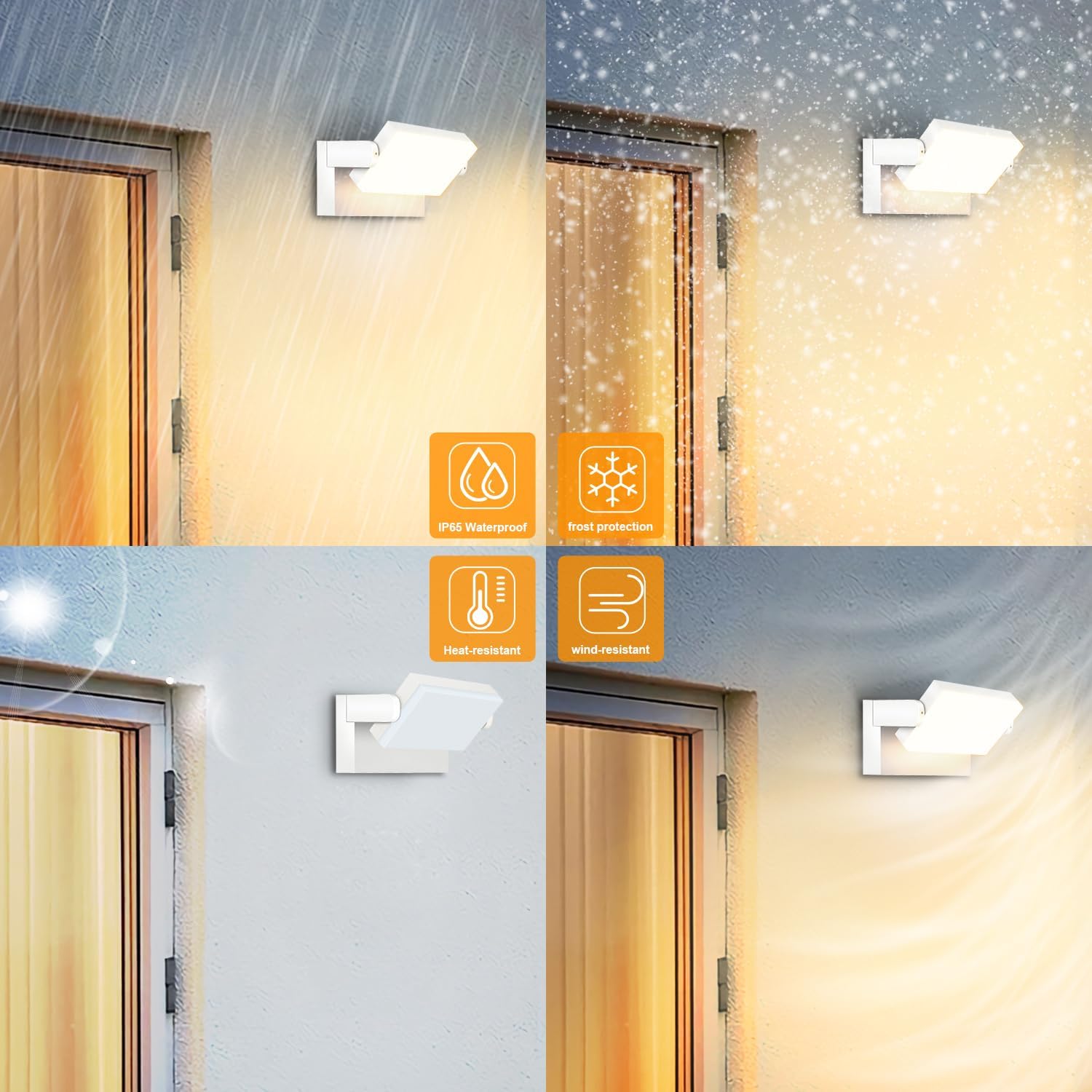Kingwen 4 Pack 40W Wandleuchte Innen/Aussen 3000K Warmweiß Außenwandleuchte mit 360°Schwenkbar Panel LED Wandlampen Modern Außenlampe 3000LM LED Strahler Wasserdicht IP65 Wandleuchten Schwarz