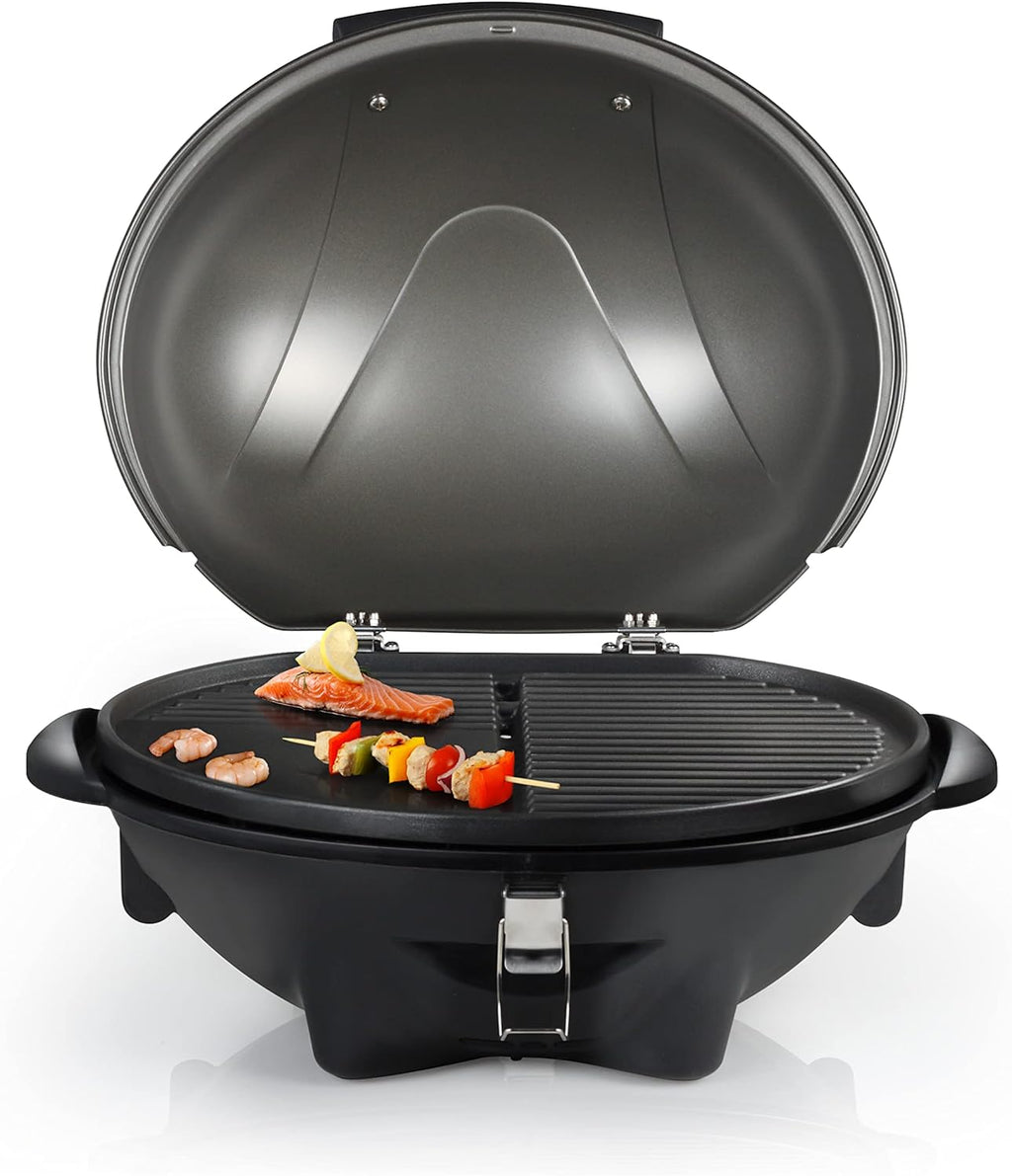 Tristar Barbecue Elettrico da Tavolo e Verticale - Superficie di cottura 46x35cm, Cavo di alimentazione da 3M, Piastra in ghisa inclusa, Temperatura regolabile, 2200 Watt, BQ-2816
