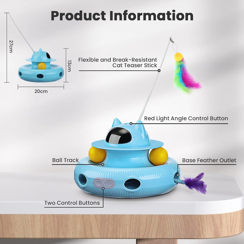 PETTOM Katzenspielzeug Selbstbeschftigung, 3-in-1 Katzenspielzeug Elektrisch Automatisch, Interaktives Spielzeug für Katzen USB Aufladbar