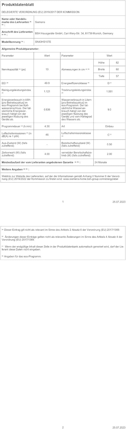 Siemens SN63EX06VE, iQ300 Smarter Lavastoviglie, Lavastoviglie a incasso totale, 60 cm, Cassetto posate, Extra silenziosa, varioSpeed, Apertura automatica porta, Triple rackMatic, infoLight, intensiveZone