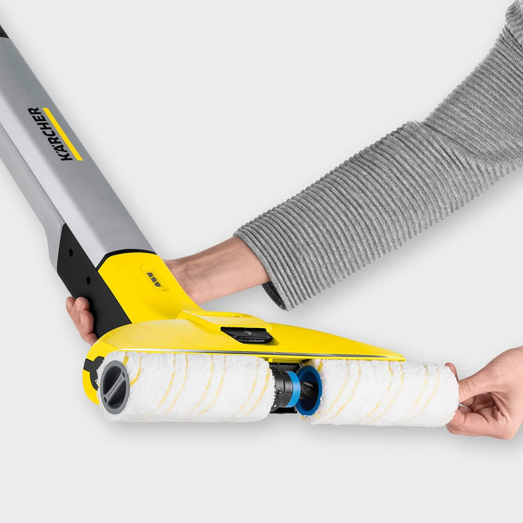 Kärcher Lavapavimenti elettrico EWM 2, lavapavimenti senza fili con 2 rulli in microfibra rotanti, durata della batteria: circa 20 min, capacità di superficie per carica della batteria: circa 60 m², bianco