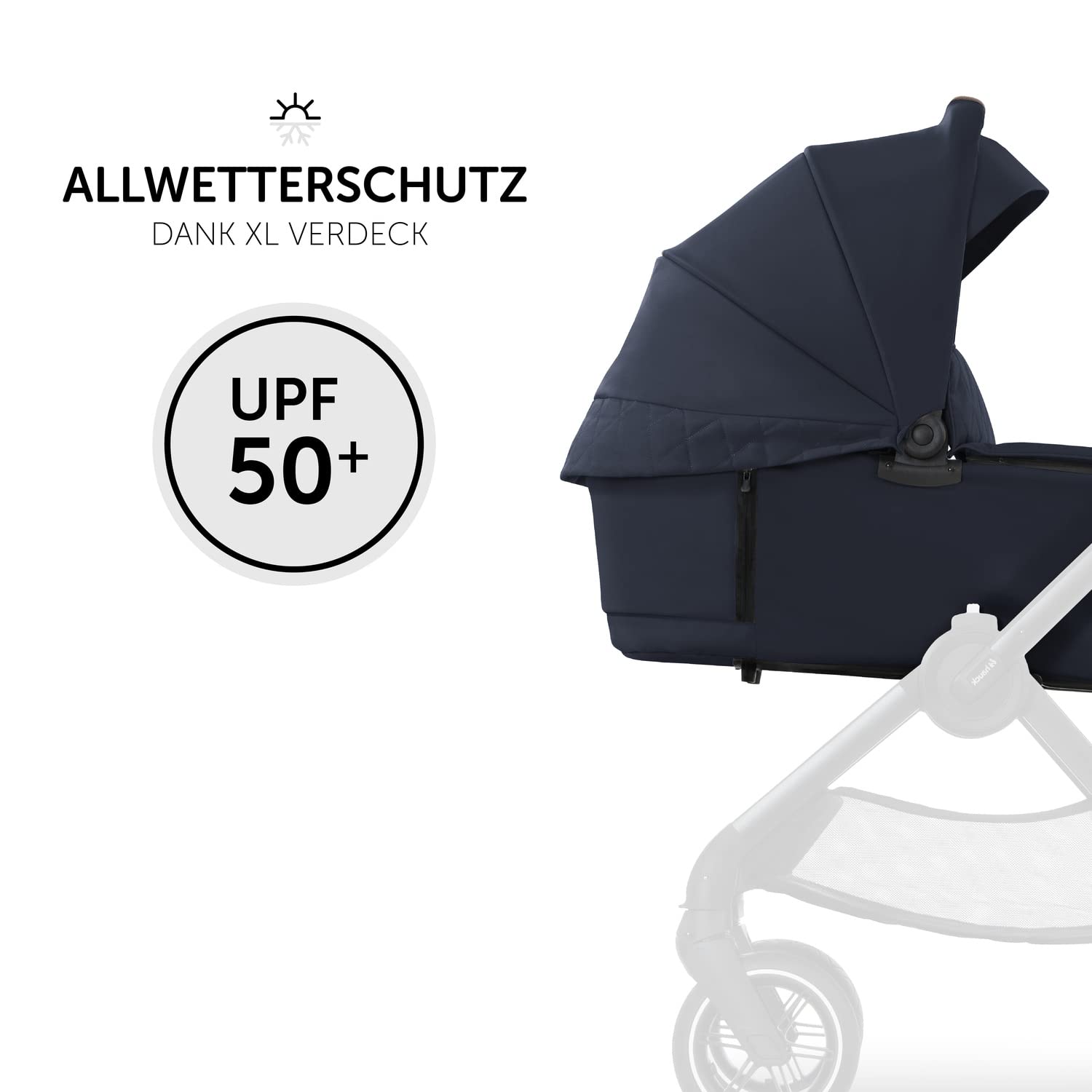hauck Kinderwagen mit Beindecke Walk N Care ab Geburt bis 22 kg mit Liegefunktion, Becherhalter, Sitz Wendbar & Höhenverstellbar, Gummireifen, Teleskopgriff, UPF 50+, Zusammenklappbar (Dark Navy Blue9