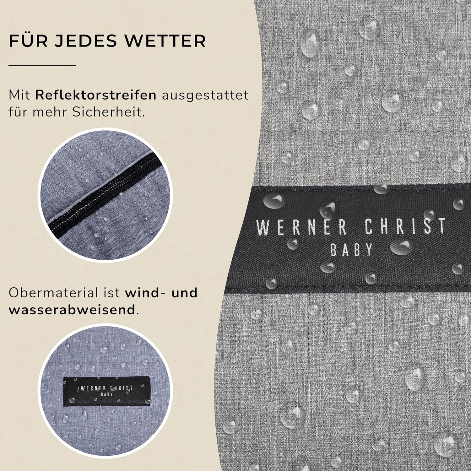 WERNER CHRIST BABY, Kinderwagen-Fußsack CORTINA – Thermo Winterfußsack (Kinder ab 6 - bis 36 Monate), mit herausnehmbarer Lammfelleinlage, medizinisches Fell, in Black (schwarz)