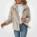 Extralange Damen-Fleecejacke mit Kragen und Taschen