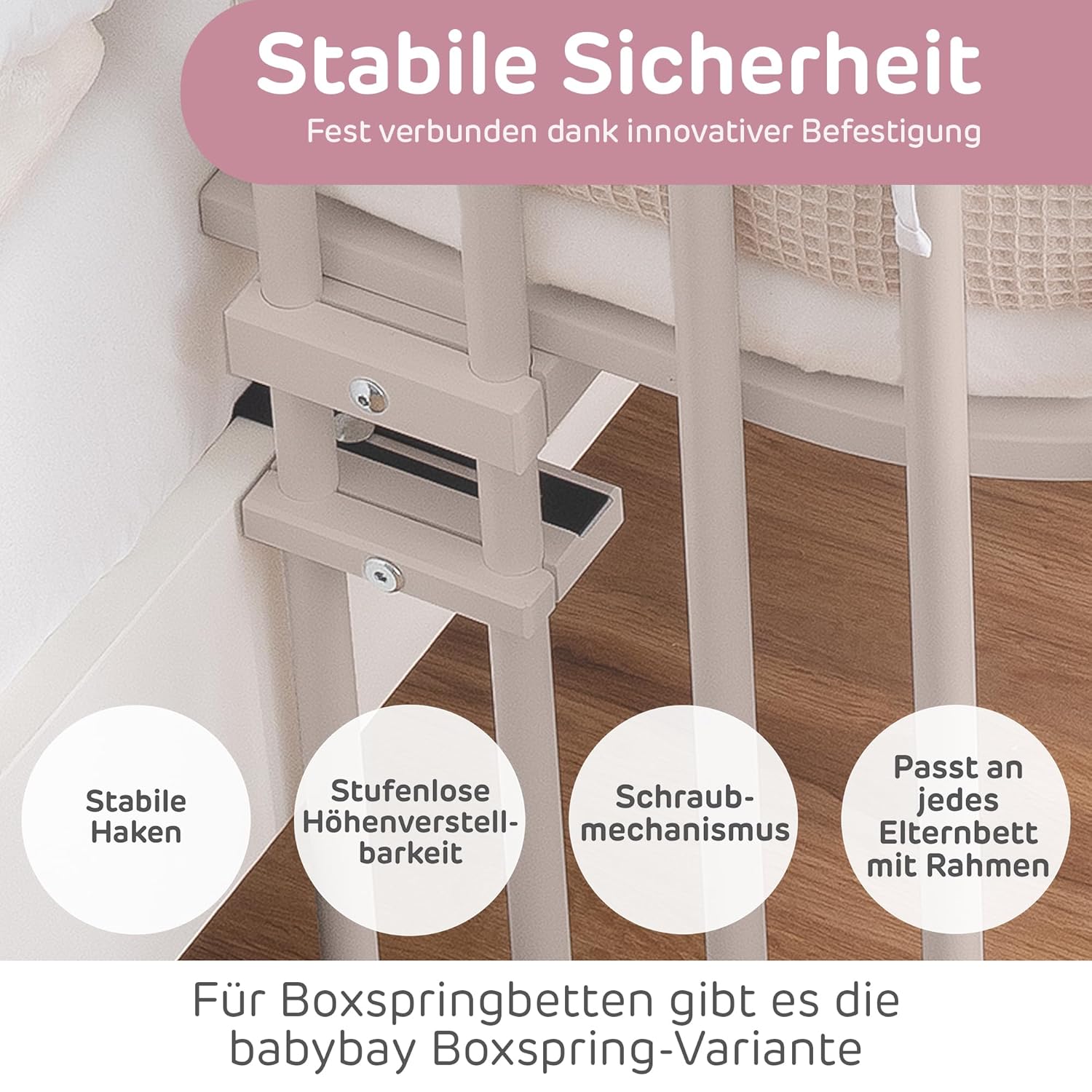 babybay Original Lettino da affiancare in massello di faggio / compatto e trasformabile / Lettino per bambini regolabile in altezza senza livelli preimpostati ed ecologico / Lettino evolutivo (laccato bianco) / inclusa Matratze