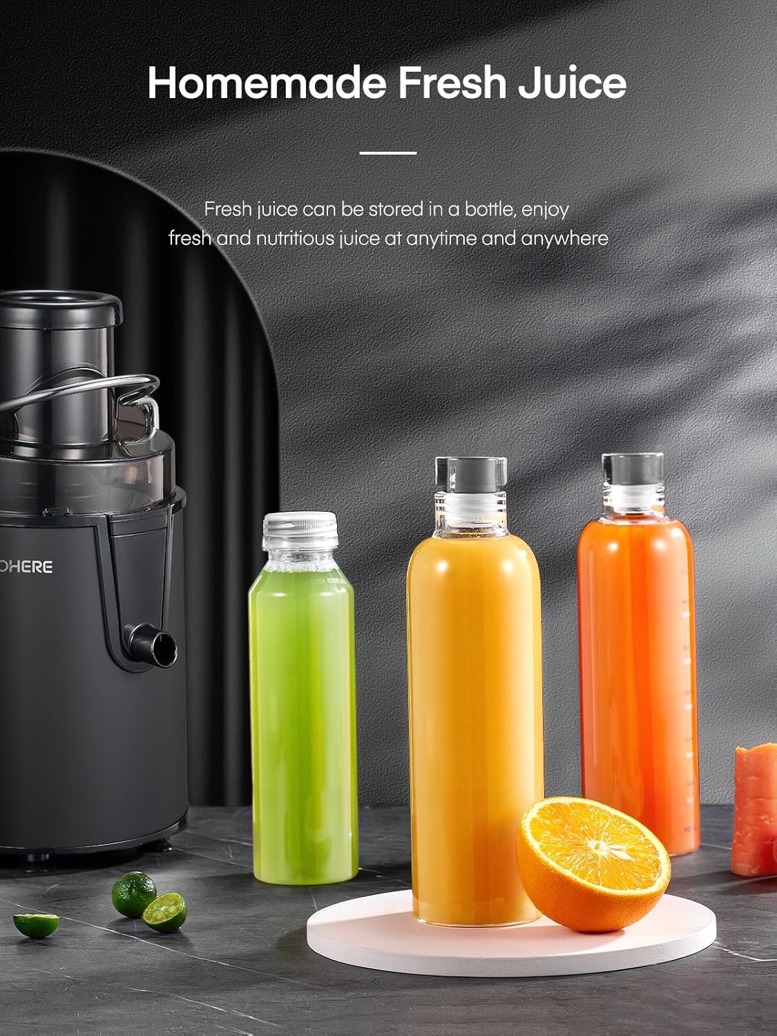 FOHERE Centrifuga per Frutta e Verdura in Acciaio Inox, 400W con Imboccatura Larga da 65 MM e 3 Velocità, Funzione Anti-Goccia e Protezione da Surriscaldamento con Spazzola per la Pulizia, Argento