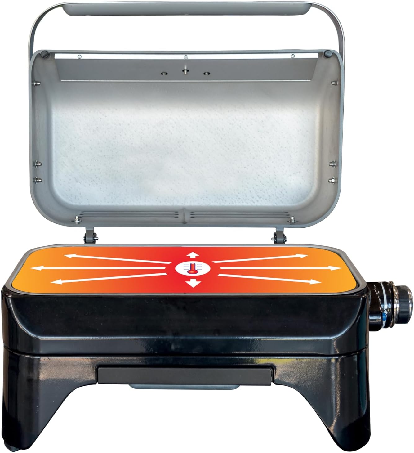 Campingaz Grill Attitude2go, grill a gas ed elettrico, grill da tavolo, grill portatile da balcone/campeggio, con coperchio, termometro e griglia in ghisa, funzionamento a gas o elettrico