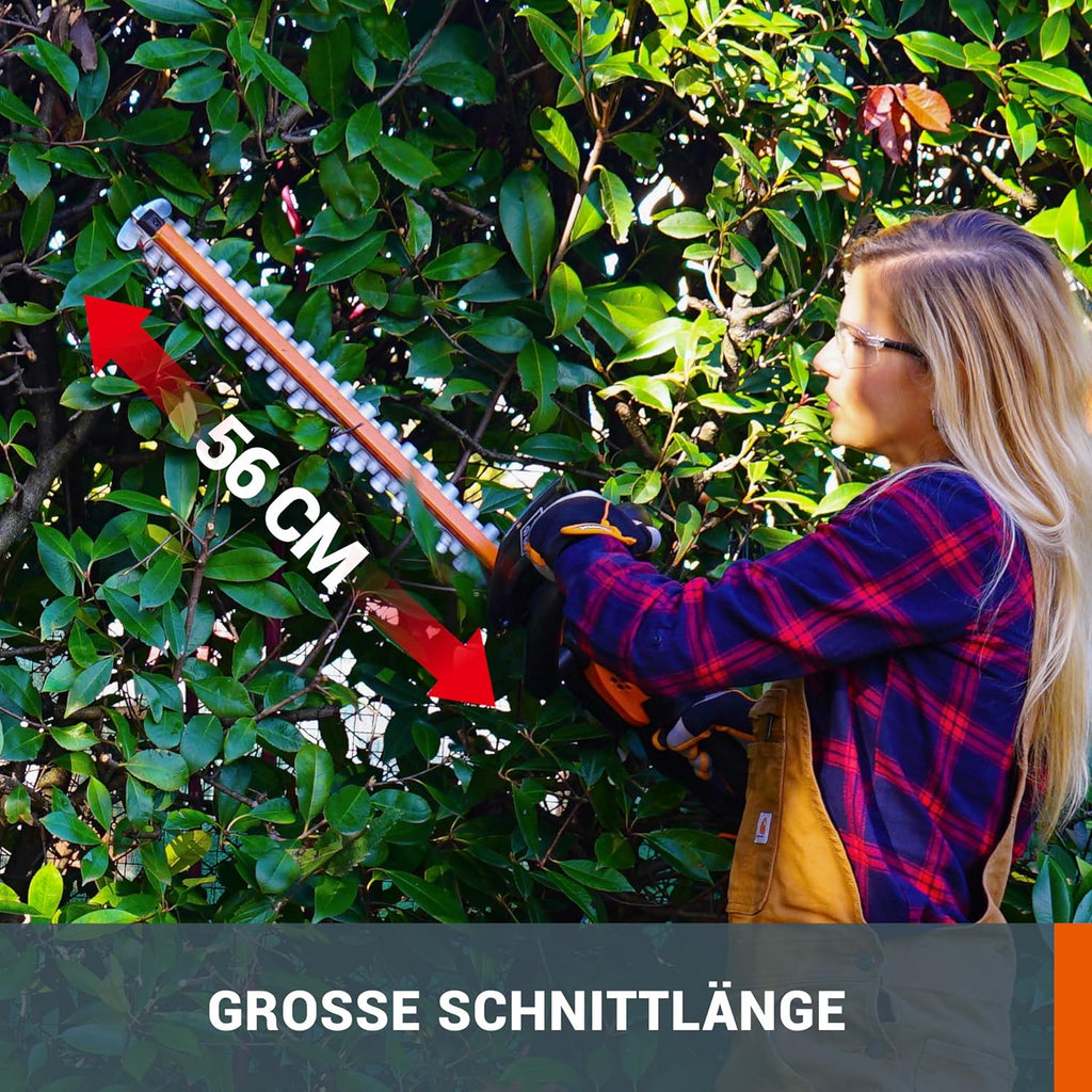 WORX WG263E.9 Nitro Tagliasiepi a batteria 20V, tagli uniformi con meno vibrazioni, potente motore brushless, lunghezza di taglio 54cm, passo dei denti 27mm, senza batteria e caricabatterie