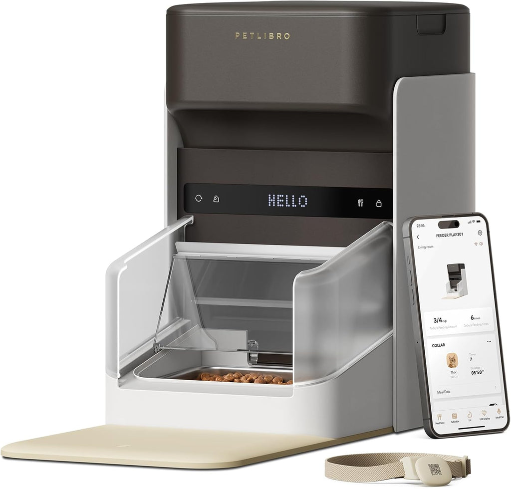 PETLIBRO Mangiatoia Automatica per Gatti RFID, Distributore Automatico di Cibo per Animali Domestici con Wi-Fi 5G, Ciotola per Gatti con Sensore di Riconoscimento del Collare, Mangiatoia Automatica per Gatti con App, 1-10 Pasti, 3L