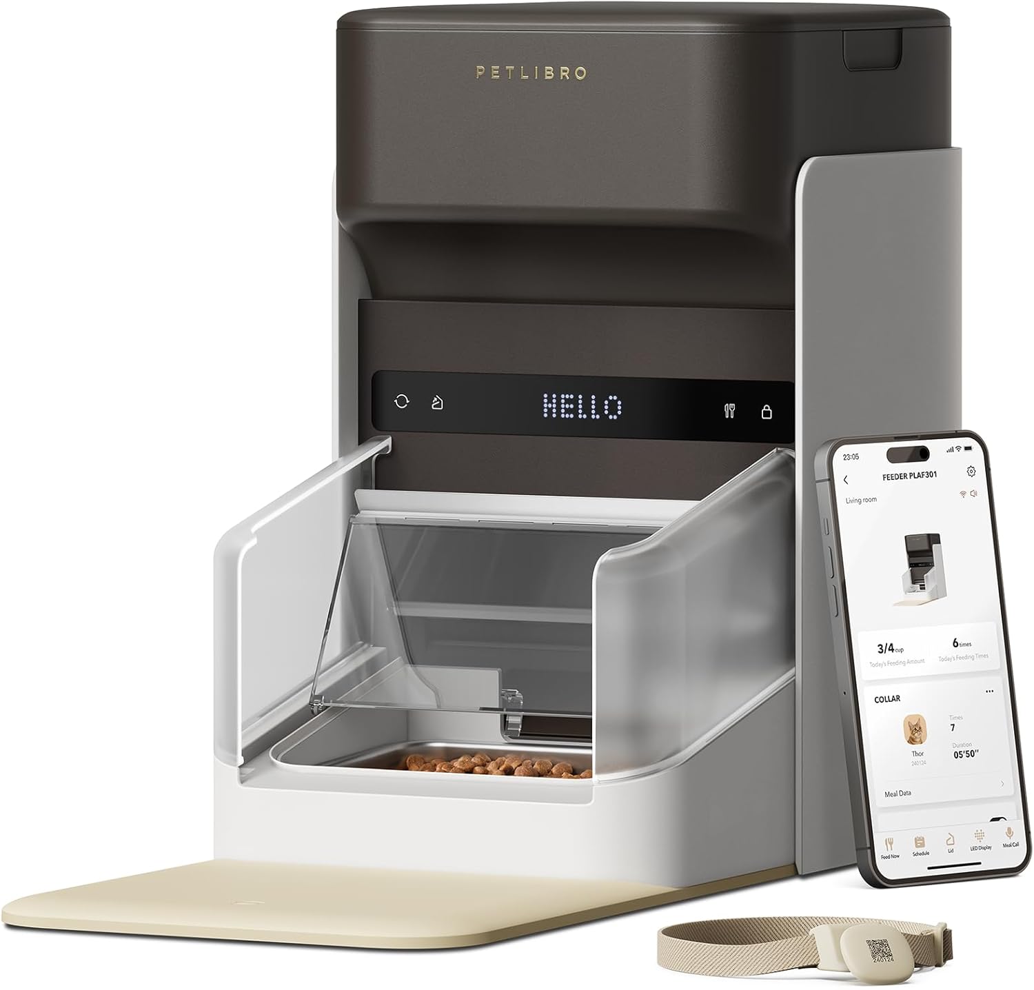PETLIBRO Mangiatoia Automatica per Gatti RFID, Distributore Automatico di Cibo per Animali Domestici con Wi-Fi 5G, Ciotola per Gatti con Sensore di Riconoscimento del Collare, Mangiatoia Automatica per Gatti con App, 1-10 Pasti, 3L