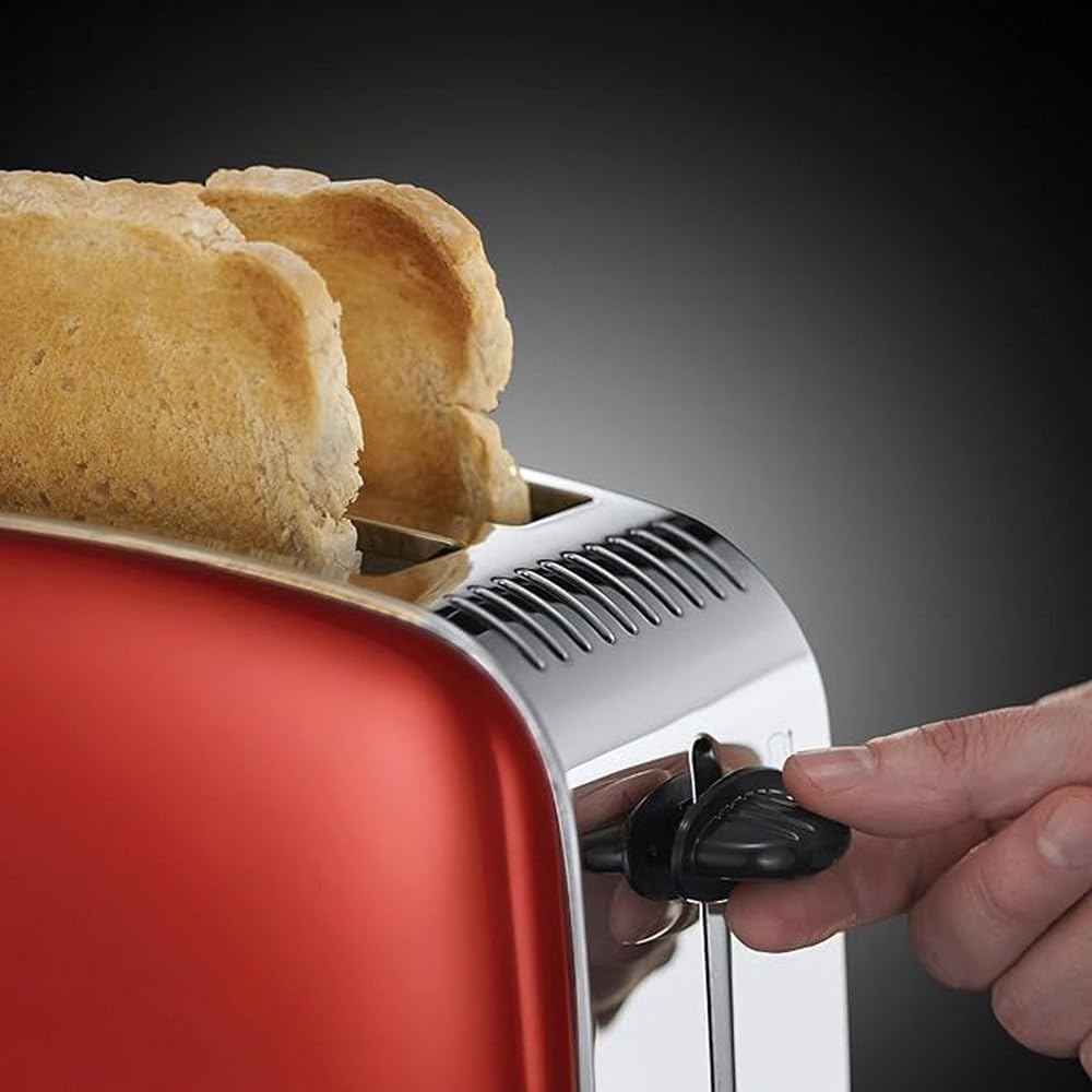 Russell Hobbs Set Colazione Colours+ Rosso: Macchina da caffè [Timer digitale, Doccetta per estrazione e aroma ottimali] 24031-56 + Bollitore [1,7l, 2400W] 20412-70 + Tostapane [per 2 fette] 26554-56