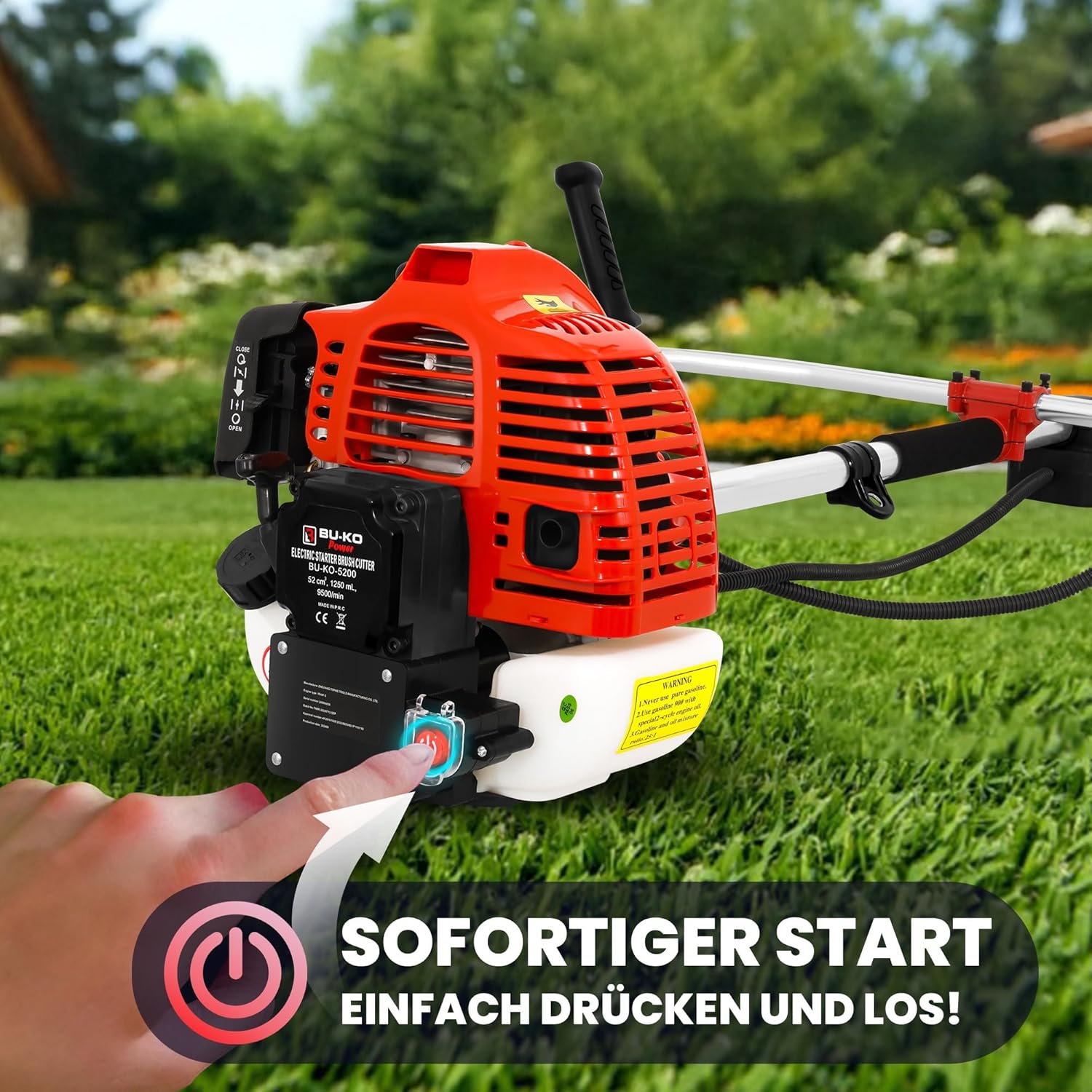 Decespugliatore a benzina BU-KO 52cc tagliaerba attrezzo da giardino include: tagliabordi, decespugliatore con lama a 3 denti, spazzola per erbacce in filo d'acciaio, lama da taglio. Ottimo attrezzo da esterno.