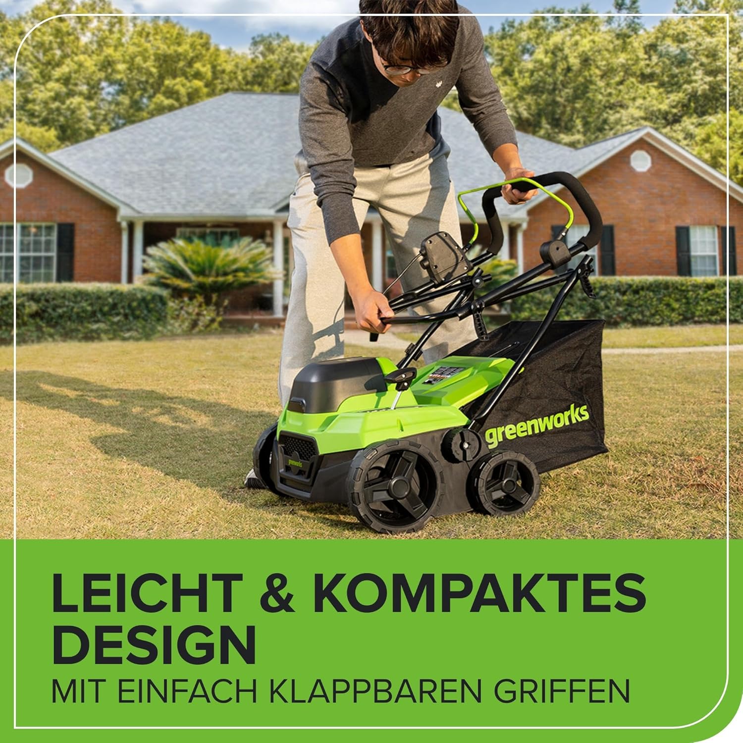 Greenworks 48V (2x24V) Selbstfahrender Akku Rasenmäher für große Flächen bis zu 480m², 46cm Schnittbreite, 55L Sack PLUS zwei 4Ah-Akkus und Doppelladegerät GD24X2LM46SPK4X