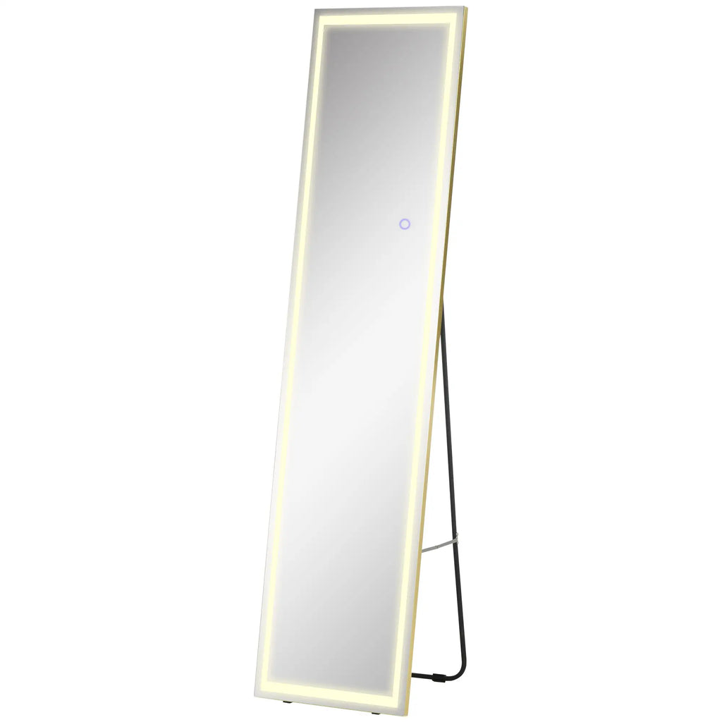 HOMCOM Specchio da Terra LED Dimmerabile 3 Colori Luce da Parete