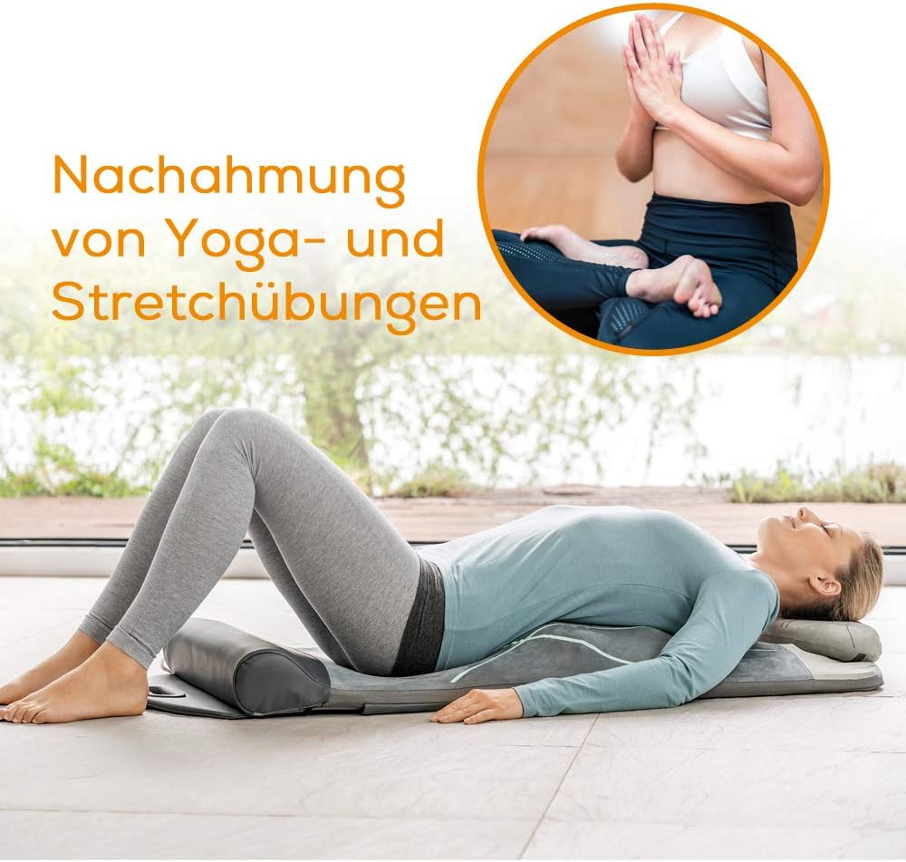 Beurer MG 280 Tappetino Yoga e Stretching, per Allungare i Muscoli e Rilassarsi, Tappetino Massaggiante per Collo, Spalle e Schiena, Pieghevole, 1 Pezzo (Confezione da 1), Grigio