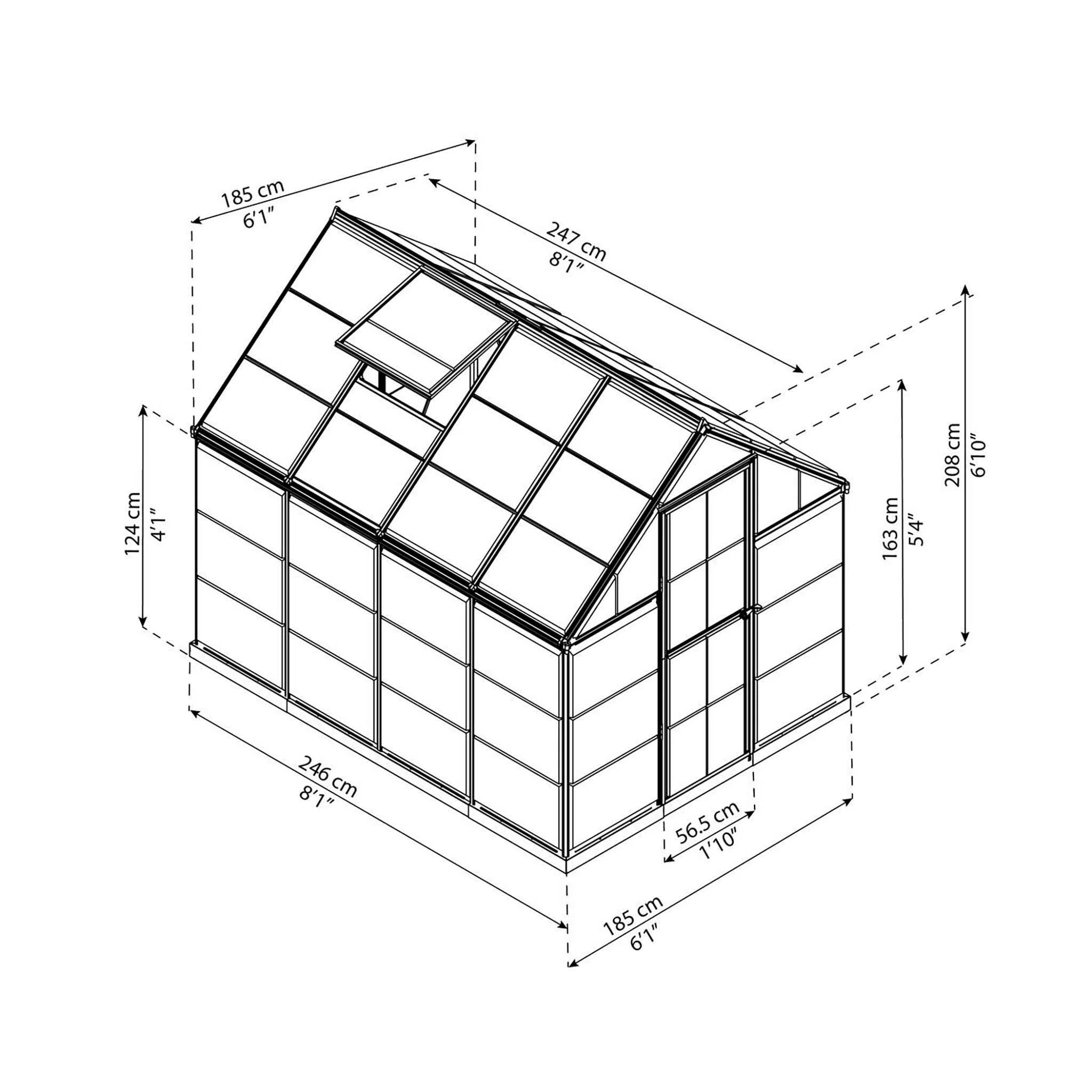 Palram-Canopia Gewchshaus Harmony, 4,6m, 6x8, silber