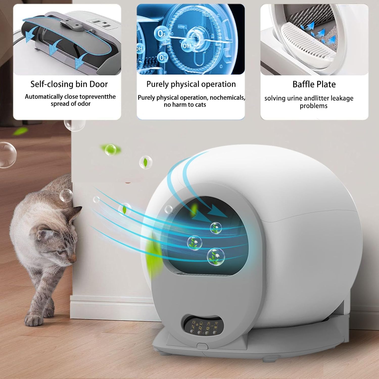 Lettiera Gatto Automatica Elettrica Cat Litter Box Selbstreinigende Automatisches Katzenklo XXL con APP Lettiera Elettrica Chiusa per Gatti di Taglia Grande (Tipo A)