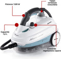 Ariete 4146 XVapor Deluxe Pulitore a Vapore con Ruote, 5 bar, Vano Porta Accessori Integrato, Autonomia fino a 55 Minuti, Cavo da 6 m, Bianco