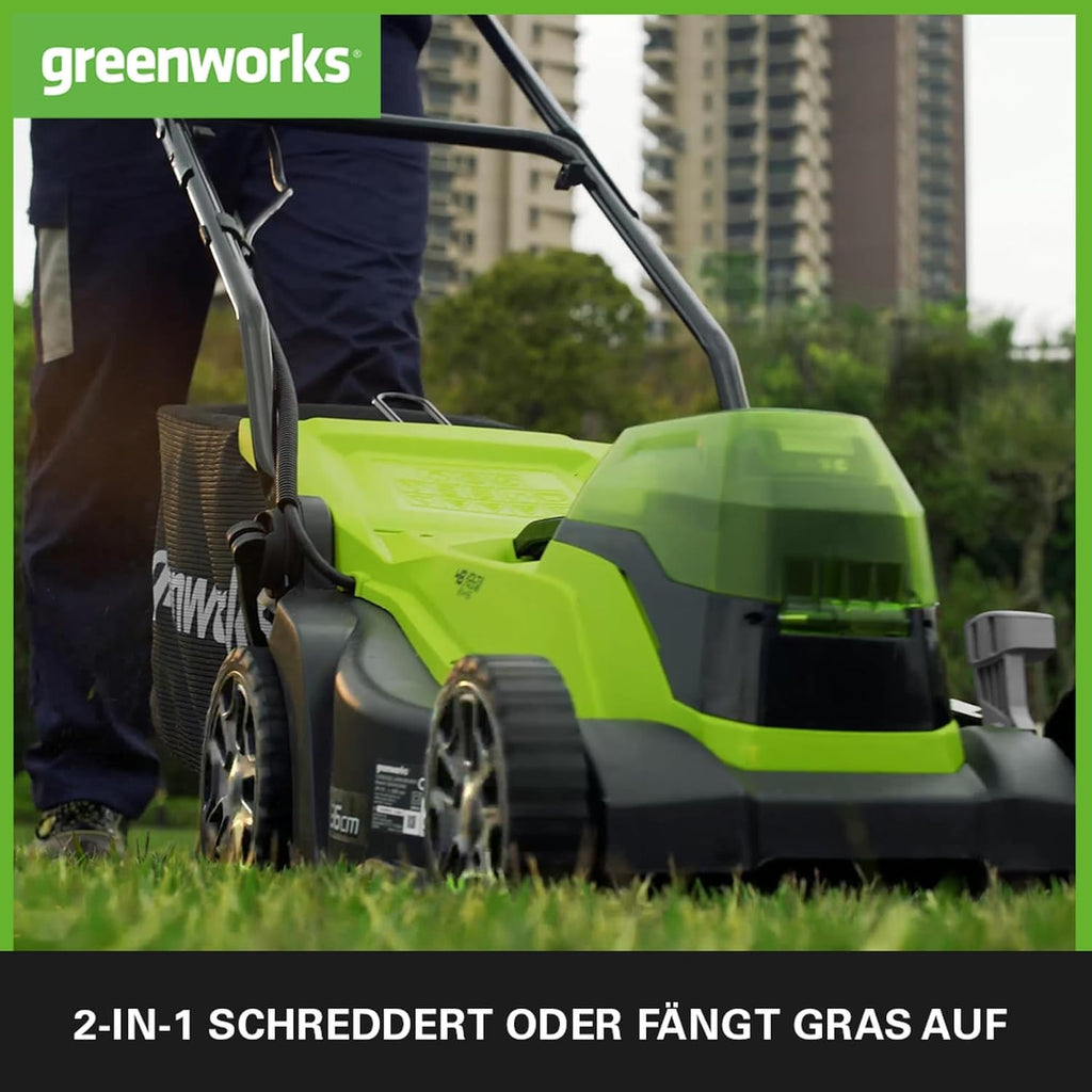 Greenworks 48V (2x24V) Selbstfahrender Akku Rasenmäher für große Flächen bis zu 480m², 46cm Schnittbreite, 55L Sack PLUS zwei 4Ah-Akkus und Doppelladegerät GD24X2LM46SPK4X