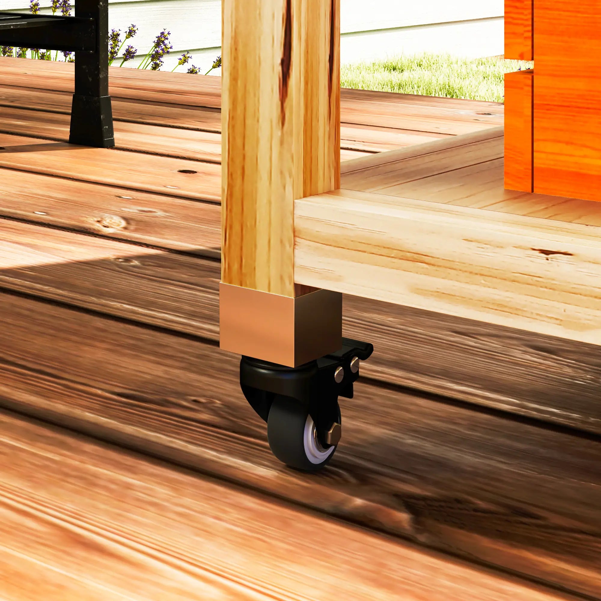 Outsunny Isola Barbecue da Esterno con Ruote in Legno Massello