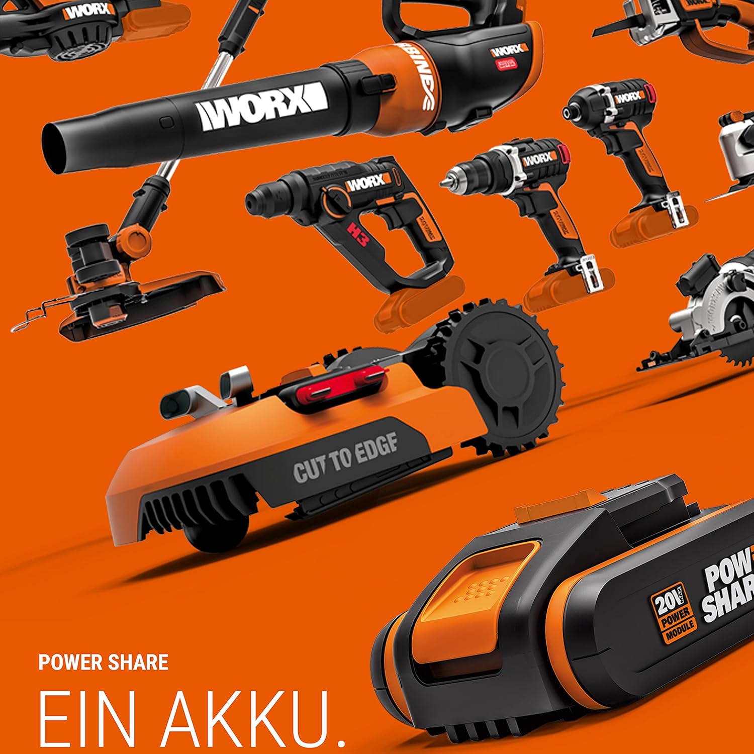 WORX Landroid M WR141E Robot tosaerba/Rasaerba a batteria per piccoli giardini fino a 500 mq/Rasaerba semovente per un taglio netto, Multicolore