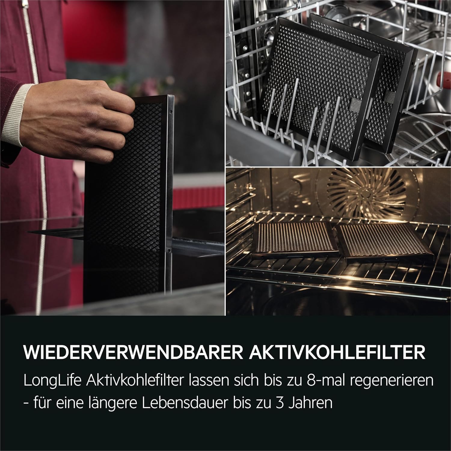 AEG piano cottura a induzione autonomo 80cm con cappa integrata / Prodotto in Germania / 4 zone cottura Flexi con funzione Bridge (combinazione di 2 zone) / Funzione automatica della cappa / Filtro a carbone attivo / COLI84COXB