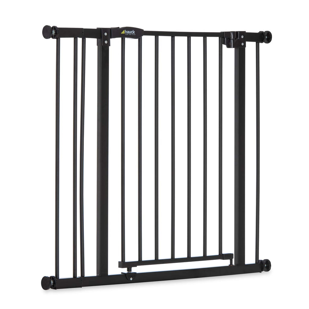 Hauck Treppenschutzgitter / Türschutzgitter Close N Stop incl. 21 cm Verlngerung, für Breiten 96 - 101 cm, ohne Bohren, Einhndiges ffnen, Beidseitig Schwenkbar, Metall, Schwarz